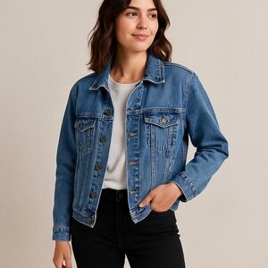 American Eagle Outfitters Womens Blue Denim Jean Jacket Size Small